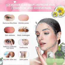 Soft Cleansing Brush with Silicone Ice Roller for Skin Care and Massage - Green