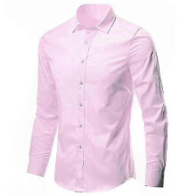 (XL, Pink) Men's Casual Long-Sleeve Button-Down Business Shirt - Model p202411261380