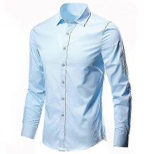 (L, Sky Blue) Men's Casual Long-Sleeve Button-Down Business Shirt - Model p202411261380