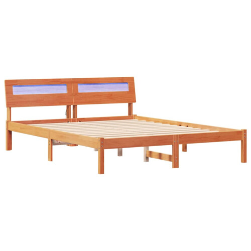 VidaXL vidaXL Bed Frame with Headboard Wax Brown 160 x 200 cm Solid Pine Wood 1