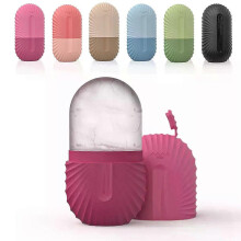 (PINK) Ice Face Roller Ice Cube Beauty Massage Silicone Ice Mold For Eye Puffiness Ice Facial Roller Shrink Pores