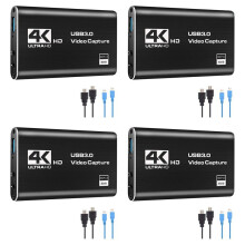 4X Audio Video Capture Card, 4K USB 3.0 Capture Adapter Video Converter for Gaming Streaming Live Broadcast Recording