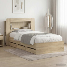 vidaXL Bed Frame with Storage Sonoma Oak 75 x 190 cm Engineered Wood