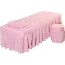 (Jade Pink-s) Tenlacum Solid Color Massage Table Skirt Pillowcase Stool Cover Beauty Facial Bed Bedding Linen Set (white-l)-hy