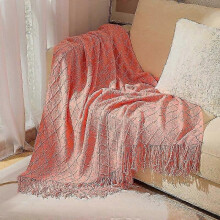 (130x200cm, watermelon red) Super Soft Bohemia Throw Blanket with Tassels Knitted Plaid Sofa Cover for Bed and Sofa Decorative Blankets