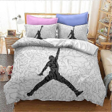 (Single 135x200cm, ZX18) Anime series 3D digital printing basketball series down and brushed bedding three-piece set
