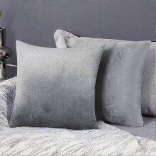 Pack of 2 Crushed Velvet Cushion Covers 40cm x 40cm 16x16 Inches Throw Pillow Cases for Chairs with Invisible Zipper Grey