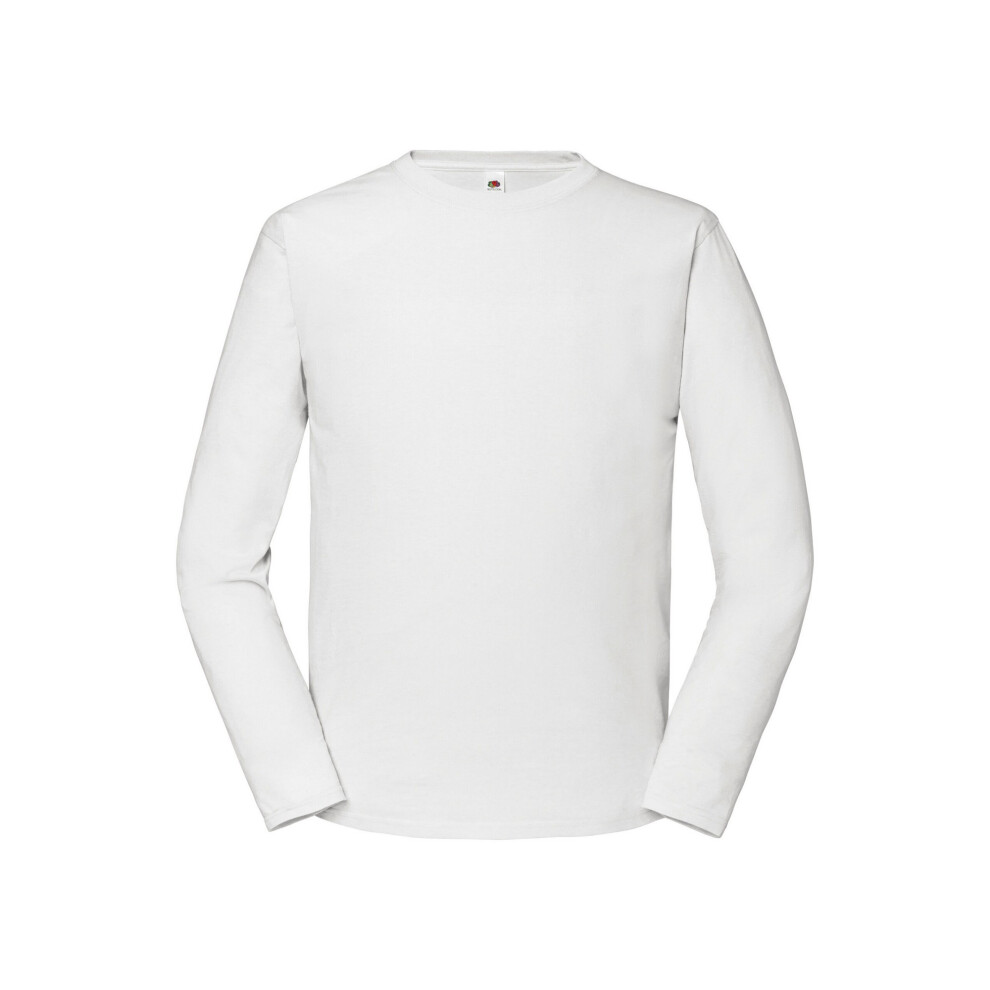 Fruit Of The Loom (Xxl, White) Mens Iconic Premium Plain Long-Sleeved T-Shirt