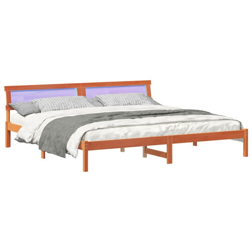 VidaXL vidaXL Bed Frame with Headboard Wax Brown 180 x 200 cm Solid Pine Wood 2