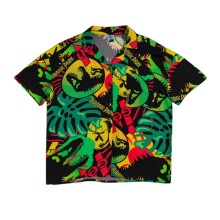 (L, Multicoloured) Jurassic Park Unisex Adult Button-Down Short-Sleeved Shirt