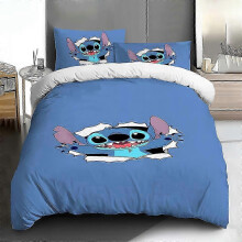 (135*200 (three-piece set), wx0821056) Stitch Queen Princess Quilt Cover Three-Piece Gift Bed Cover 25-26