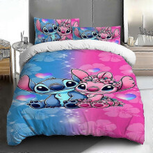 (135*200 (three-piece set), wx0821050) Stitch Queen Princess Quilt Cover Three-Piece Gift Bed Cover 25-26