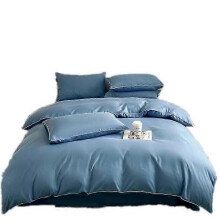(Twin 3PCS) 2025 Simple Blue Cotton Bedding Set Duvet Cover With Pillowcase European Style Double King Size Comfortable Bed Covers Bed Linen
