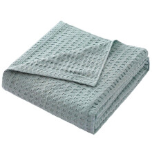 (Blue) 2025 Cooling Cotton Waffles Weave Throw Cooling Sleep Blanket for Sofas, Bed, and More, Soft Cotton Blend,for Couch Bed Sofa Blue