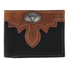 CTM Men's Leather Longhorn Concho Bifold Wallet