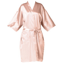 Peignoir élégant à col en V pour femme, ceinture ajustable, vêtement d'intérieur léger avec liens intérieurs, peignoir soyeux en satin doux et