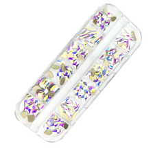 Kit de nail art créatif, breloques en verre, strass à dos plat pour loisirs créatifs, strass en verre de qualité, cristaux AB de formes variées