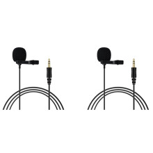 2X Omnidirectional Microphone 3.5mm Lavalier Tie Clip Microphones Audio Mic for Camera Computer Laptop Phone
