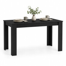 (140cm, Black) Melamine Dining Table Chunky Legs