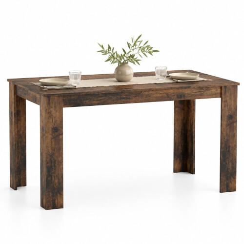 (140cm, Rustic Oak) Melamine Dining Table Chunky Legs