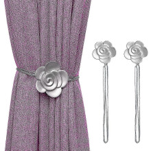 Retro Vintage Camellia Magnetic Curtain Tieback 1 Pair Resin Flower Holdback