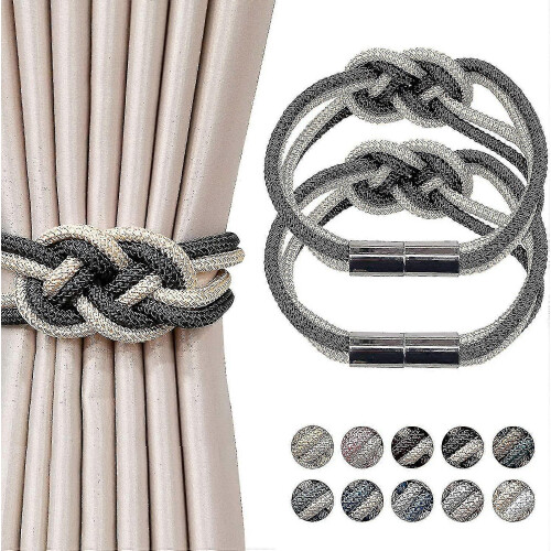 2 Pack Strong Magnetic Curtain Tiebacks in Black and Beige