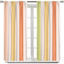 Pastel Vertical Stripe Thermal Insulated Curtains, Rod Pocket, 2 Panels (63"x63"), Fits Standard Rods