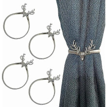 DWW Silver Curtain Tiebacks Set of 4 Holdbacks Hooks Living Room Bedroom Decor