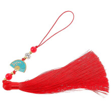 Pendentif rouge de Tai Chi avec éventail et pompon pour kit d'arts martiaux