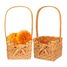 Paniers de rangement pour fleurs miniatures tressés (lot de 2) en bambou fait main