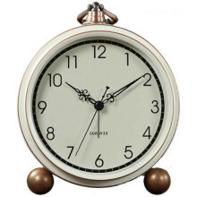 Retro Non-Ticking Analog Alarm Clock, Battery Operated Small Quartz Desk Clock for Bedroom Living Room Decor (White)