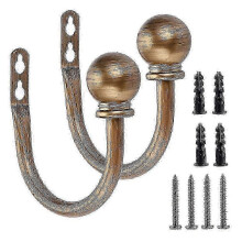 25-26 1 par de ganchos de cortina de metal estilo retro para montaje en pared, gancho en U