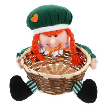 St. Patrick's Day Plush Gnome Candy Basket Bowl Snack Container for Festive Tabletop Centerpiece Decor