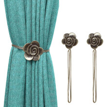 Vintage Camellia Resin Flower Magnetic Curtain Tiebacks 1 Pair for Home Office
