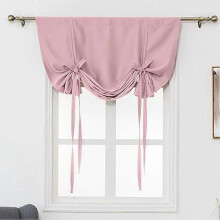 Blackout Adjustable Balloon Curtain Shade for Small Windows, Thermal Insulated Tie-Up Curtain with Rod Pocket, 46" x 63", Pink