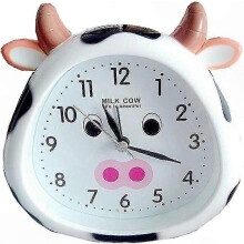White Cow Cartoon Alarm Clock for Kids, Cute Bedroom Desktop Decoration, Fun Cow Design Kit