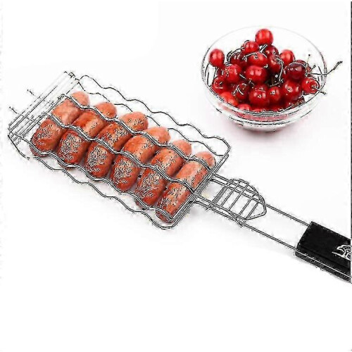 Portable Sausage Grilling Basket BBQ Metal Mesh Rack Net Kit