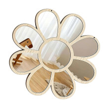 Espejo de pared floral bohemio – Espejo decorativo rústico de estilo granja para dormitorio y baño, juego multicolor para montaje en pared