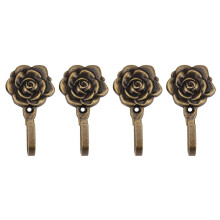 4Pcs Metal Rose Curtain Tieback Holders Wall Hooks Decor
