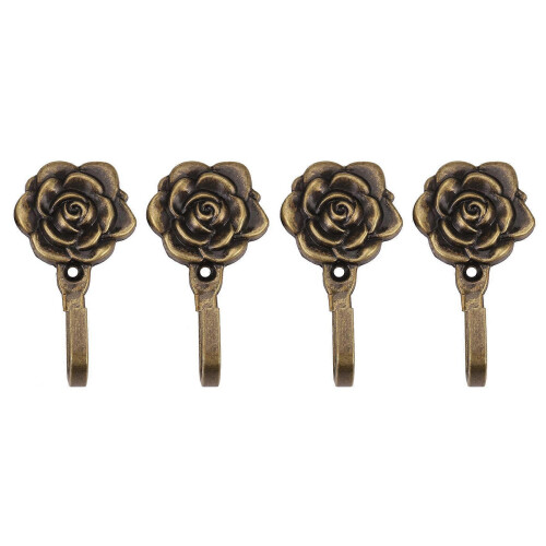 4Pcs Metal Rose Curtain Tieback Holders Wall Hooks Decor