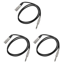3X XLR 3 Pin Plug to 6.35mm 1/4 Inch Male Mono Jack Plug Cable 1Meter(Approx3.3 Feet)
