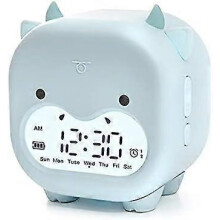 Kids Rechargeable Digital Alarm Clock, Cute Touch & Voice Control, Toddler Sleep Trainer with Temperature for Children's Bedroom