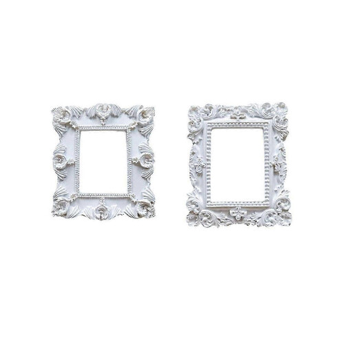 5Pcs White Mini Vintage Frames - Oval, Rectangle & Baroque Tabletop Decor for Holiday Parties 1
