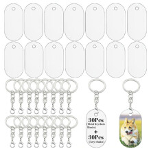 Metal Sublimation Keychain Blanks,Sublimation Blanks Bulk for Keychains,Double Sided Sublimation Ornament Blanks 30PCS