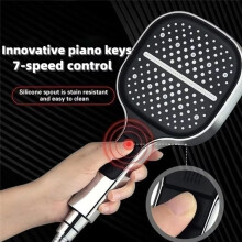 Large Nozzle 7 Modes Adjustable Nozzle High-Pressure Water-Saving Mixing Nozzle for Toilet Toilet Fittings Silver&Black