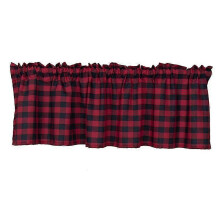 Cantonnière décorative à carreaux vintage en polyester avec passe-tringle, 2026