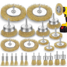 Draadwiel voor Boor, 1/4 Inch Boorschacht, 3 Inch Messing Draadwiel voor Boor Roestverwijdering Zware Draadwiel Borstelboor