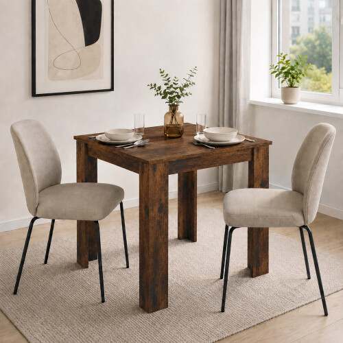 (80cm, Rustic Oak) Melamine Dining Table Chunky Legs 1