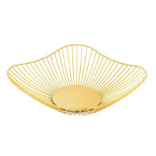 Simple Home Woven Iron Wire Hollow Fruit & Vegetable Basket - Elegant Picnic Tray, Drying Rack for Living Room Storage GD