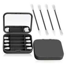 Kit de bastoncillos de algodón lavables con espejo, palitos de silicona, brocha para maquillaje de orejas, pestañas y labios
